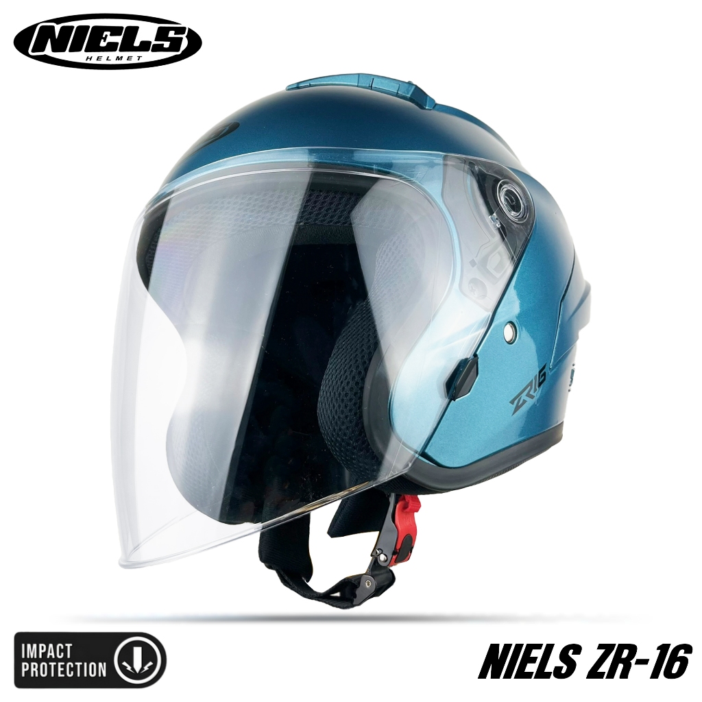NIELS - Helm Half Face ZR16 Visor Bening Dewasa SNI Motorcycle - Gambar 3