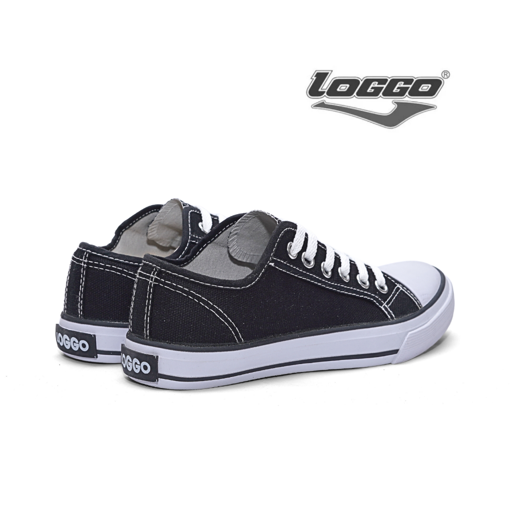 Loggo - Sepatu Classic Low Series Hitam Putih - Sneakers Sepatu Kanvas Vulcanized size 33-43