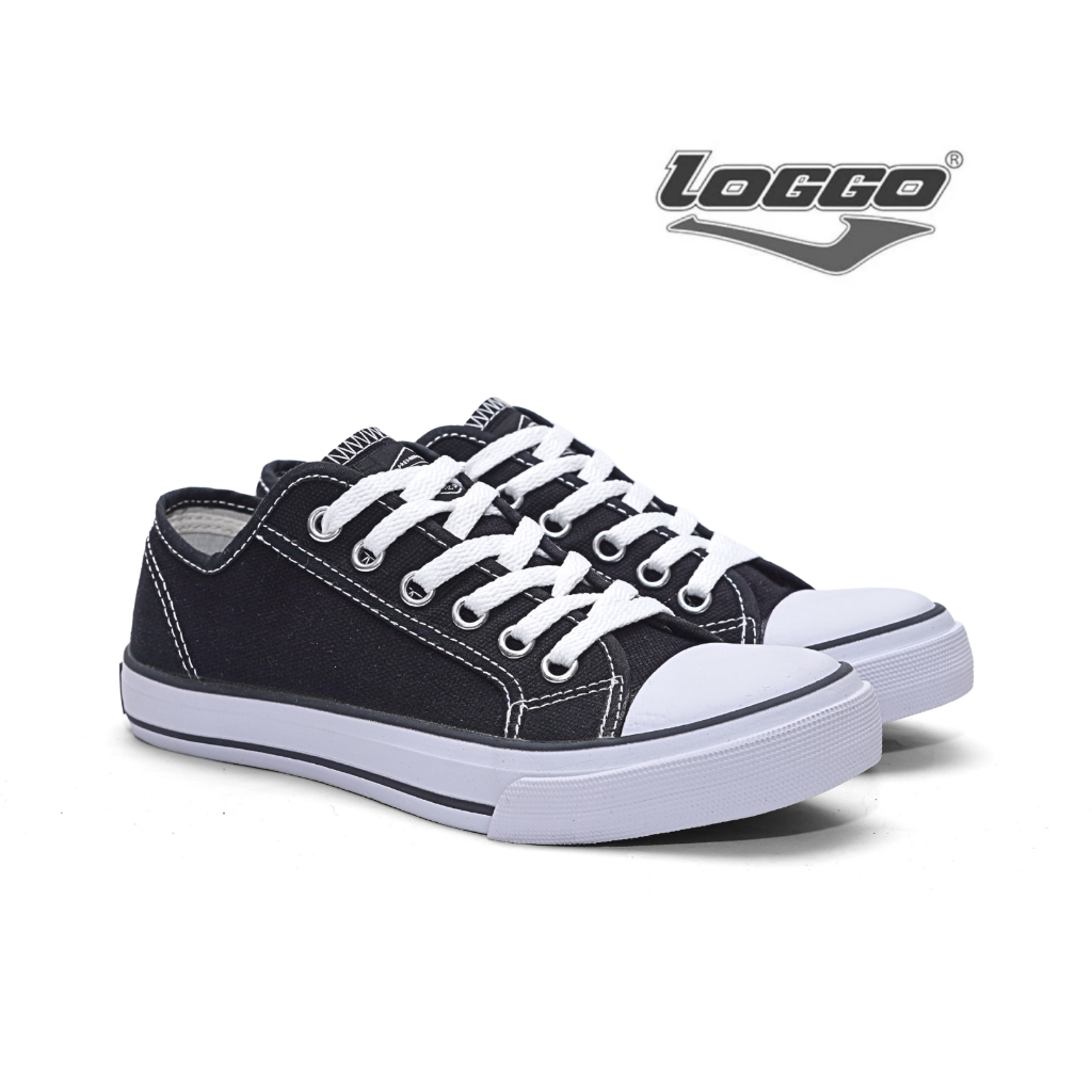 Loggo - Sepatu Classic Low Series Hitam Putih - Sneakers Sepatu Kanvas Vulcanized size 33-43 - Gambar 3
