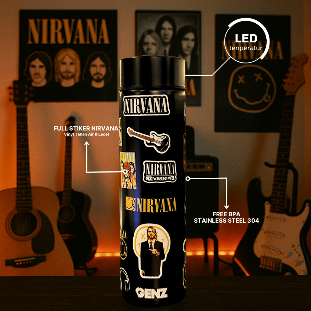 NIRVANA Tumbler Aesthetic  Premium Stainless Stell Tahan Dingin dan  Panas size 500Ml LED TEMPERATUR foto 3