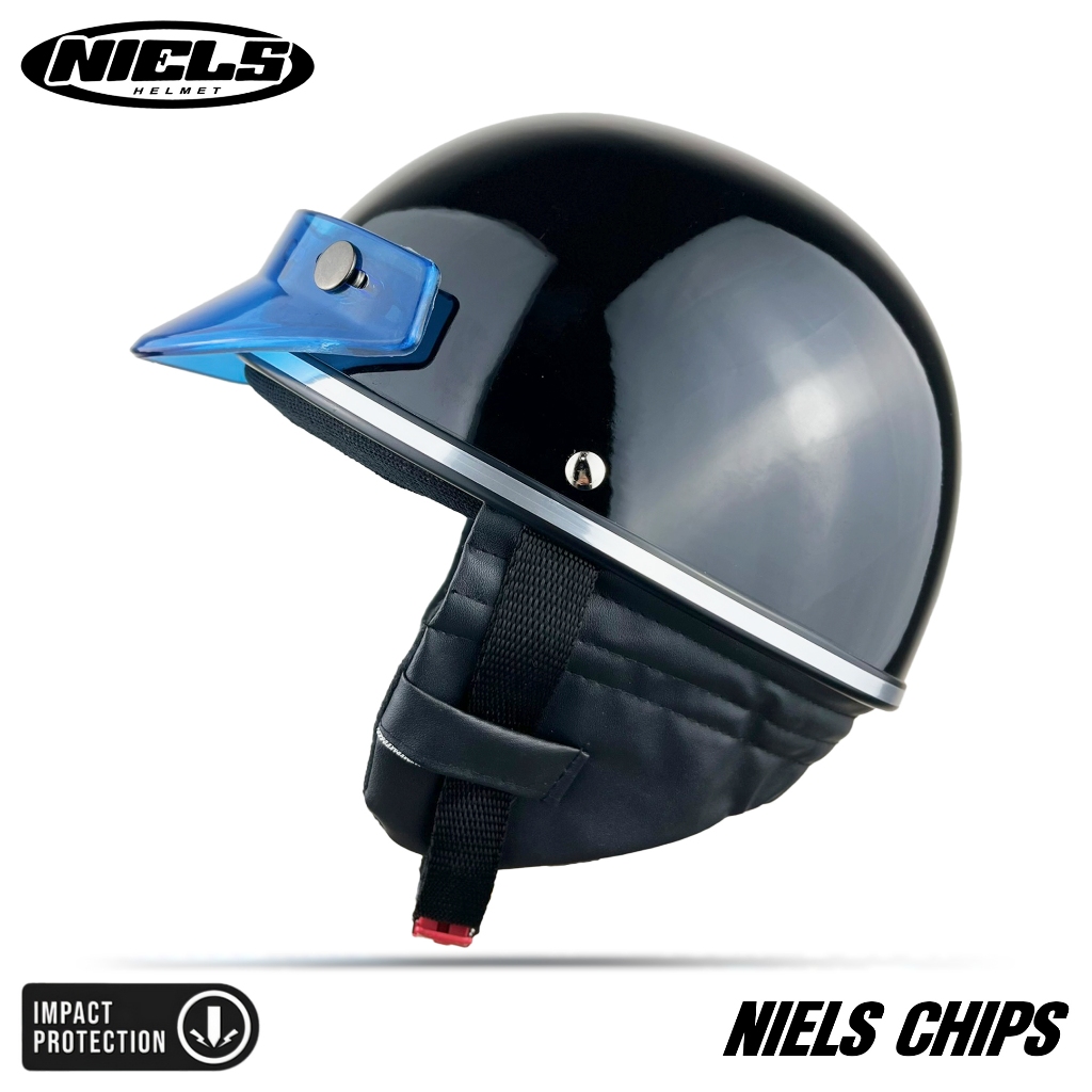 NIELS - Helm Bogo Retro Chips Dewasa List Chrome Kaca Datar / Cembung SNI Motorcycle - Gambar 3