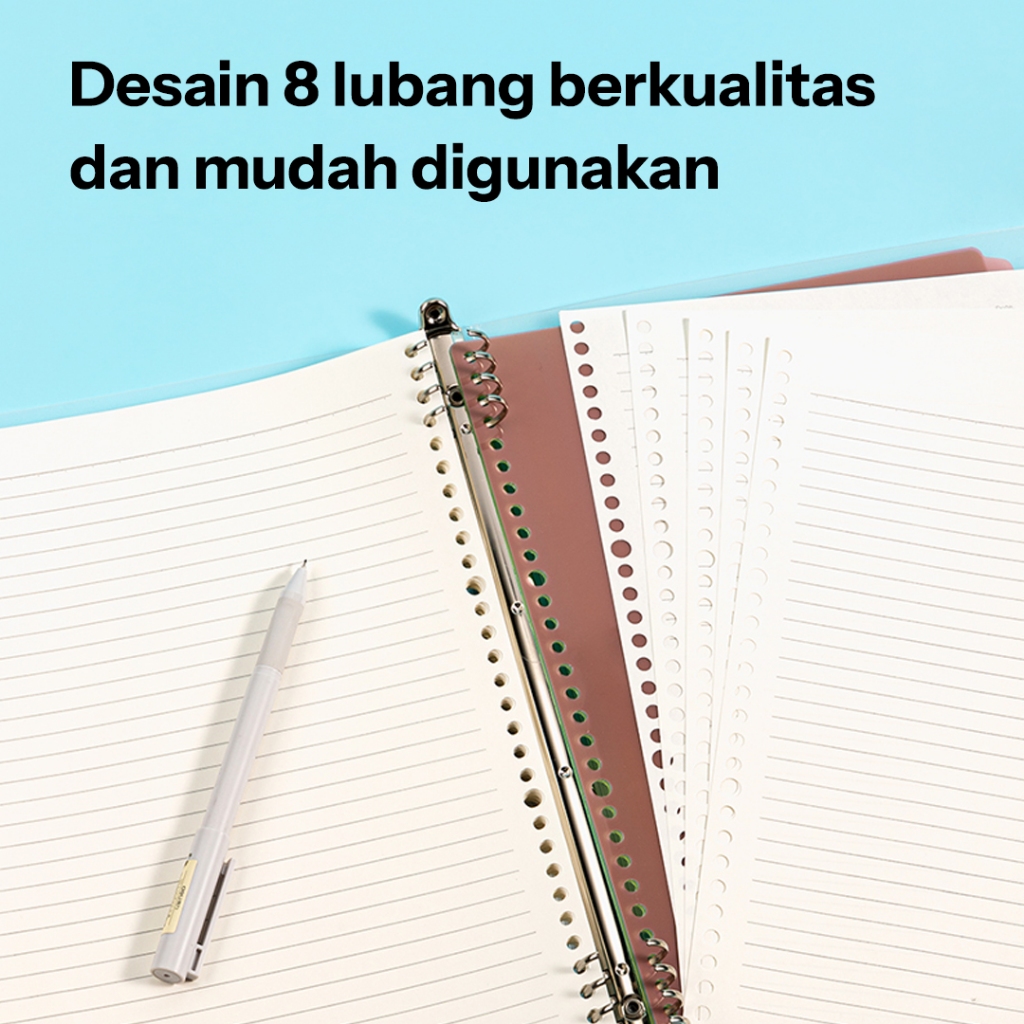 Deli Binder A5 / Loose-Leaf Notebook A4 A5 B5 Binder Notebook Strap Kunci Gratis Pembatas HXX-3 - Gambar 3