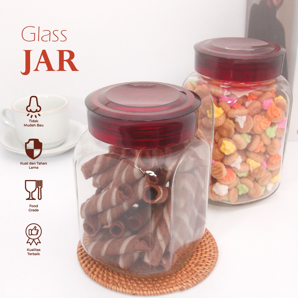 Glass Jar Penyimpanan Kue Toples Kaca Tebal