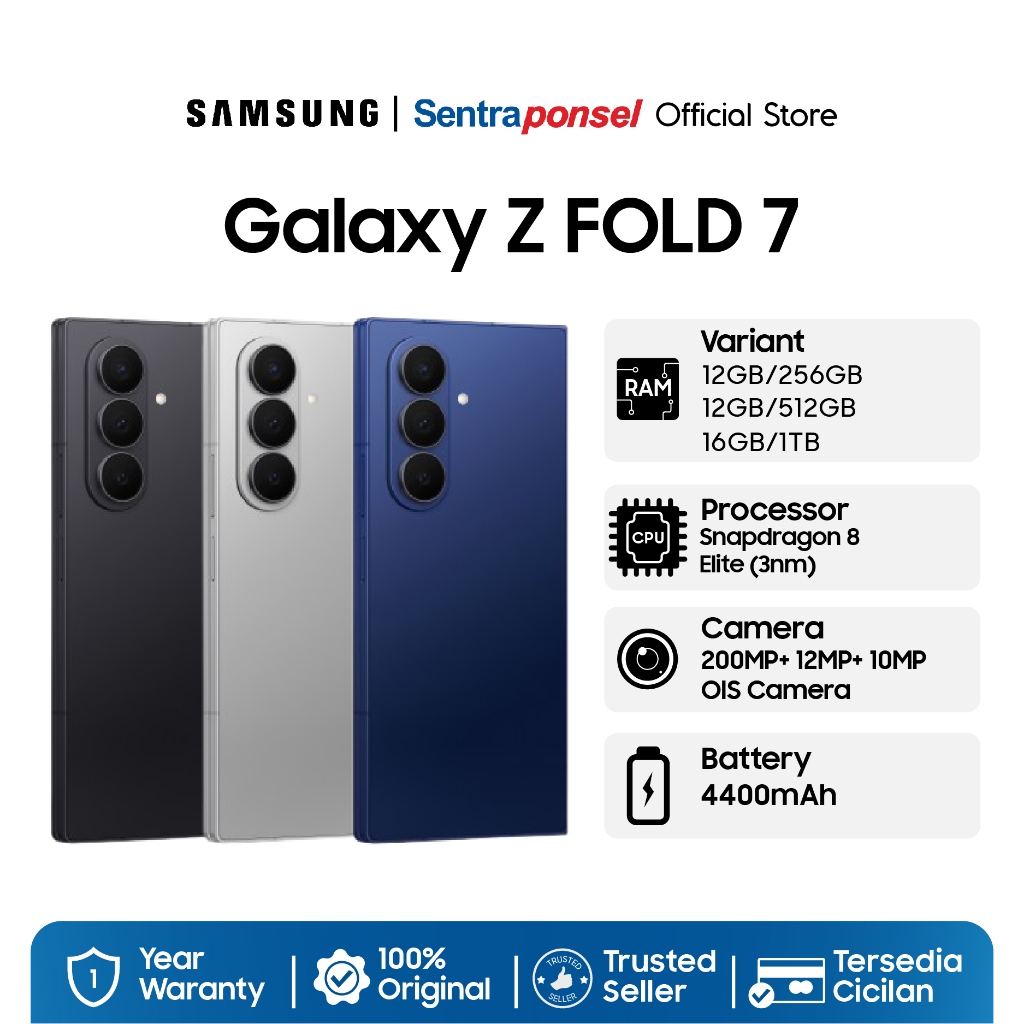Samsung Galaxy Z Fold 7 12GB/256GB 12GB/512GB 16GB/1TB Kamera 200MP - Garansi Resmi Samsung Indonesia