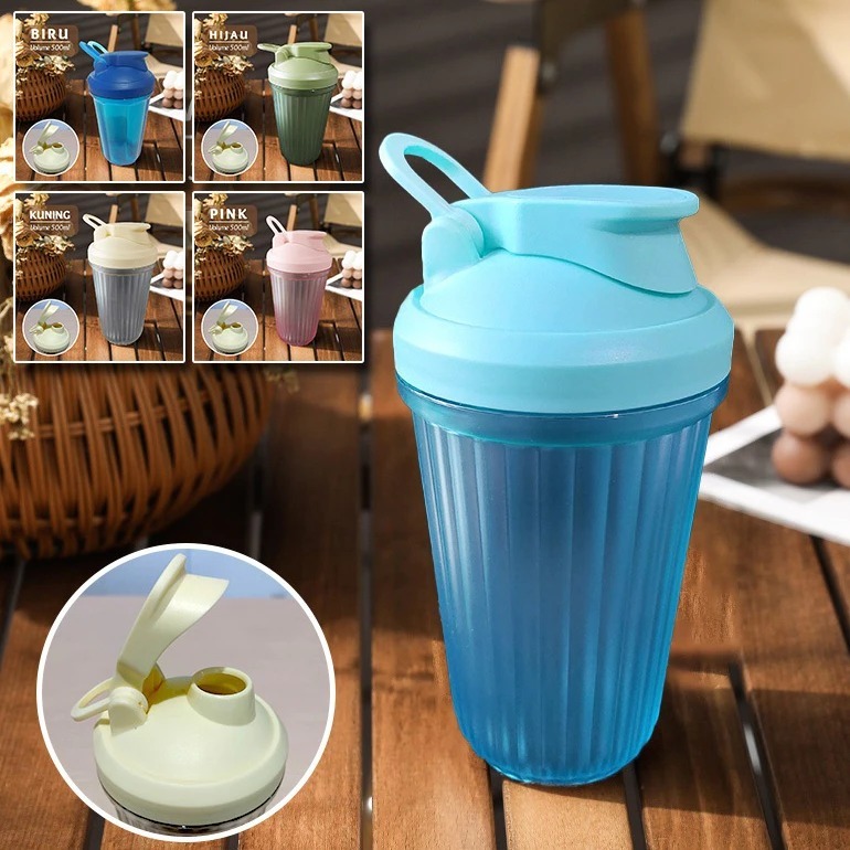 HYDRATE - Botol Air Minum Shaker 500ML SAN BPA FREE Tumbler Water bottle Flip Aesthetic Bening V18A1 - Gambar 4