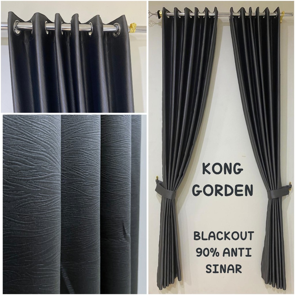 KONG GORDEN BLACKOUT TINGGI 225CM LEBAR 135CM 6 GELOMBANG GORDYN HORDENG GORDENG TIRAI JENDELA - Gambar 4