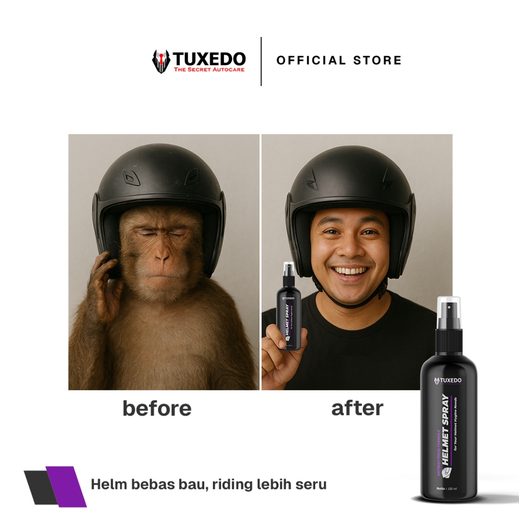 Tuxedo Autocare - Antibacterial Helmet Spray (Penghilang Bau Apek Helm) - Gambar 2