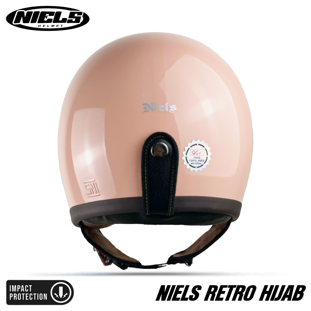 NIELS - Helm Bogo Retro Hijab Dewasa Kaca Pilot SNI Motorcycle Frame Coklat - Gambar 4