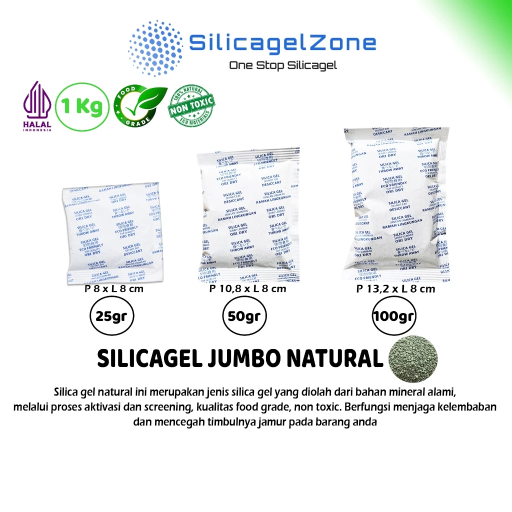 Silica Gel JUMBO NATURAL 1Kg TERMURAH FOOD GRADE