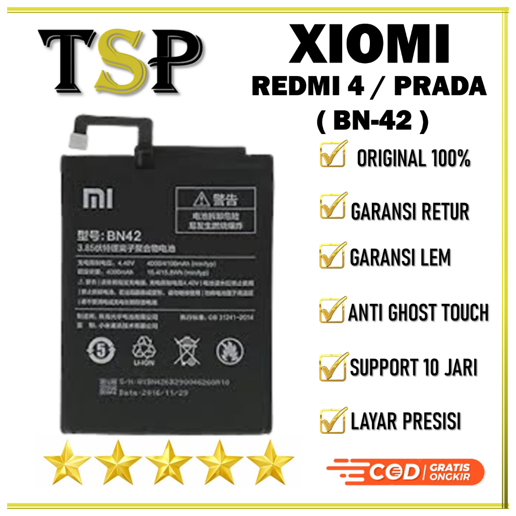 BATERAI XIAOMI ( BN-42 ) REDMI 4 / PRADA BATERAI ORIGINAL 100%