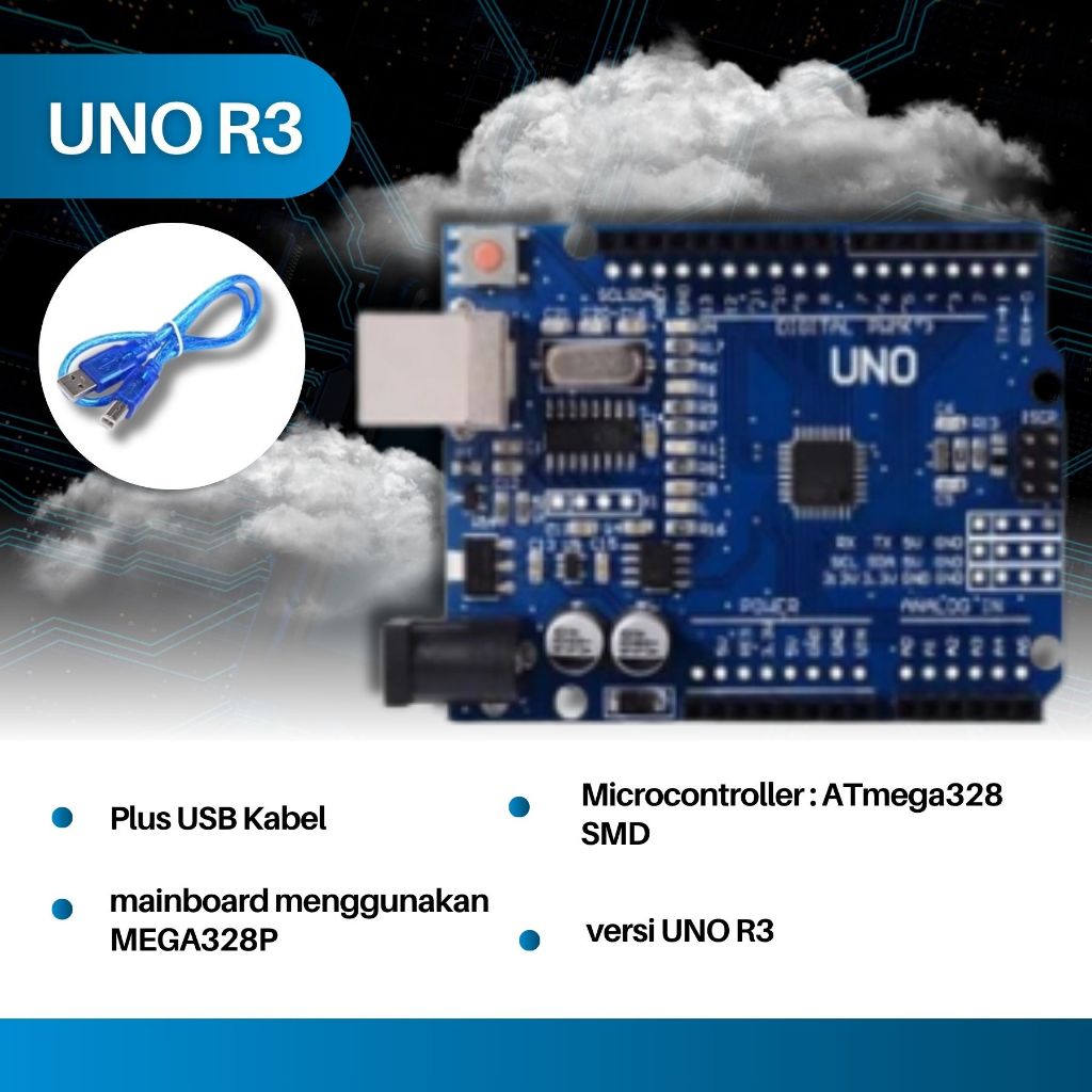 UNO R3 SMD ATMEGA328P COMPATIBLE BOARD + USB CABLE | Shopee Singapore