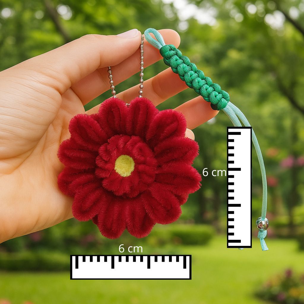 1PCS Gantungan Kunci Motif Bunga Kawat Tali Bulu Rajut Macrame Flower Aksesoris Tas Keychain A123 - Gambar 2
