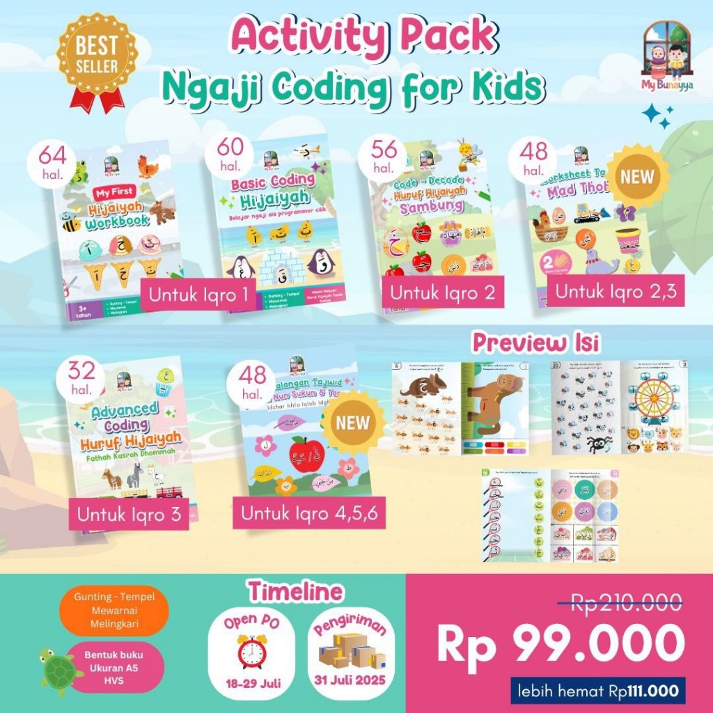 Ngaji Coding For Kids Activity Pack My First Hijaiyah Workbook - Basic ...
