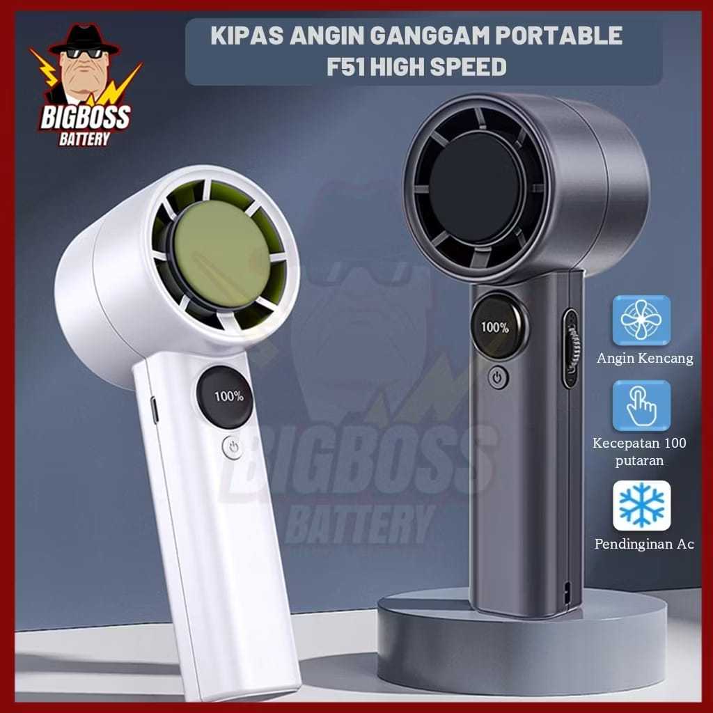 Mini Digital Display Fan Adjustable Turbo F51 Portable Handheld Fan ...