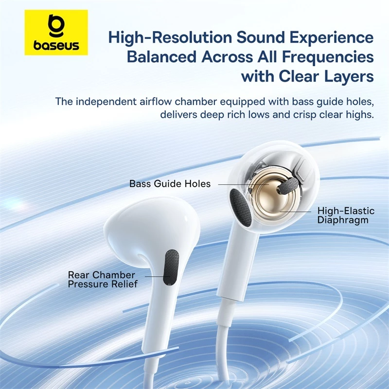 Baseus Encok CZ19 / HZ19 Semi in Ear Wired Earphone Type-C Headset Kabel Bass Hi-Res Sound - Gambar 3