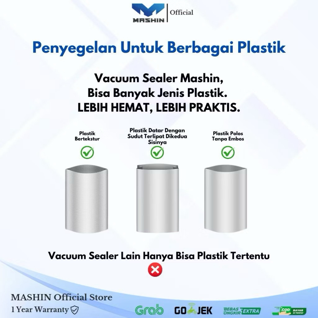 Mashin - Mesin Vacuum Sealer Multifungsi Bisa Vakum Segel 2 Plastik Sekaligus - Gambar 4