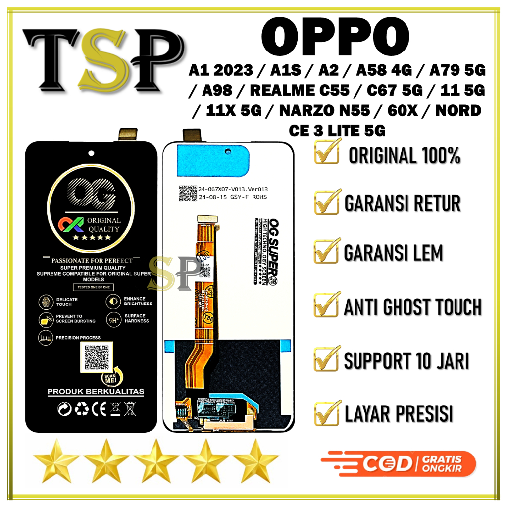 ORIGINAL LCD OPPO A1 2023 / A1S / A2 / A58 4G / A98 / A79 5G / REALME C55 / C67 5G / 11 5G / 11X 5G / NARZO N55 /60X /NORD CE 3 LITE 5G / RMX3710