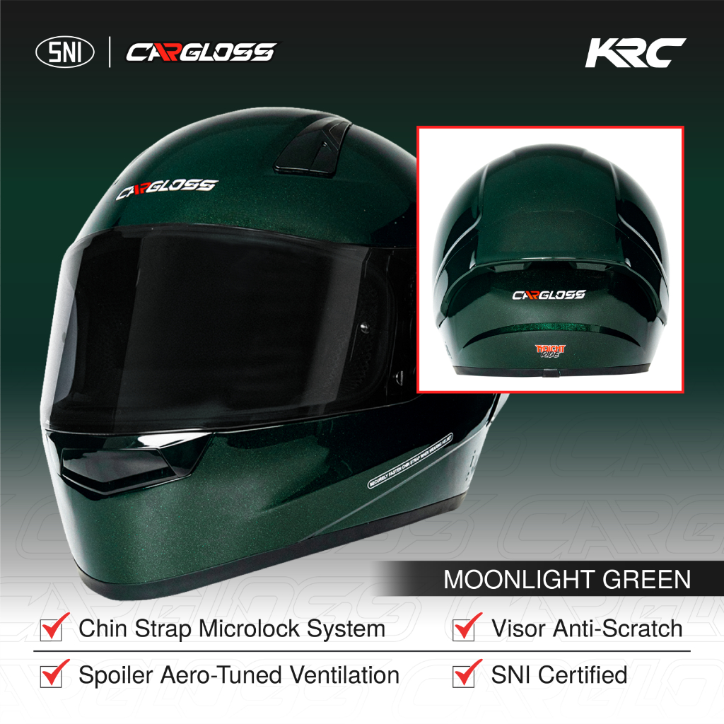 Cargloss KRC Helm Full Face Moonlight - Green