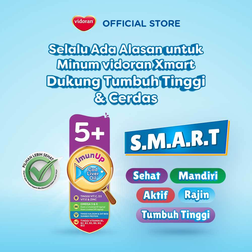 vidoran Xmart 5+ All Variant 325gr Susu Formula Anak 5-12 Tahun - 3 box (Exp : 04.2027) - Gambar 3
