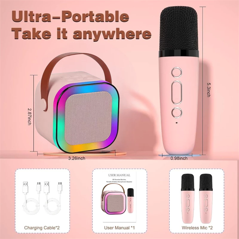 K12 Speaker Bluetooth Karaoke Wireless Home Party Speaker Karaoke Set Bluetooth Mini Full bass - Gambar 3
