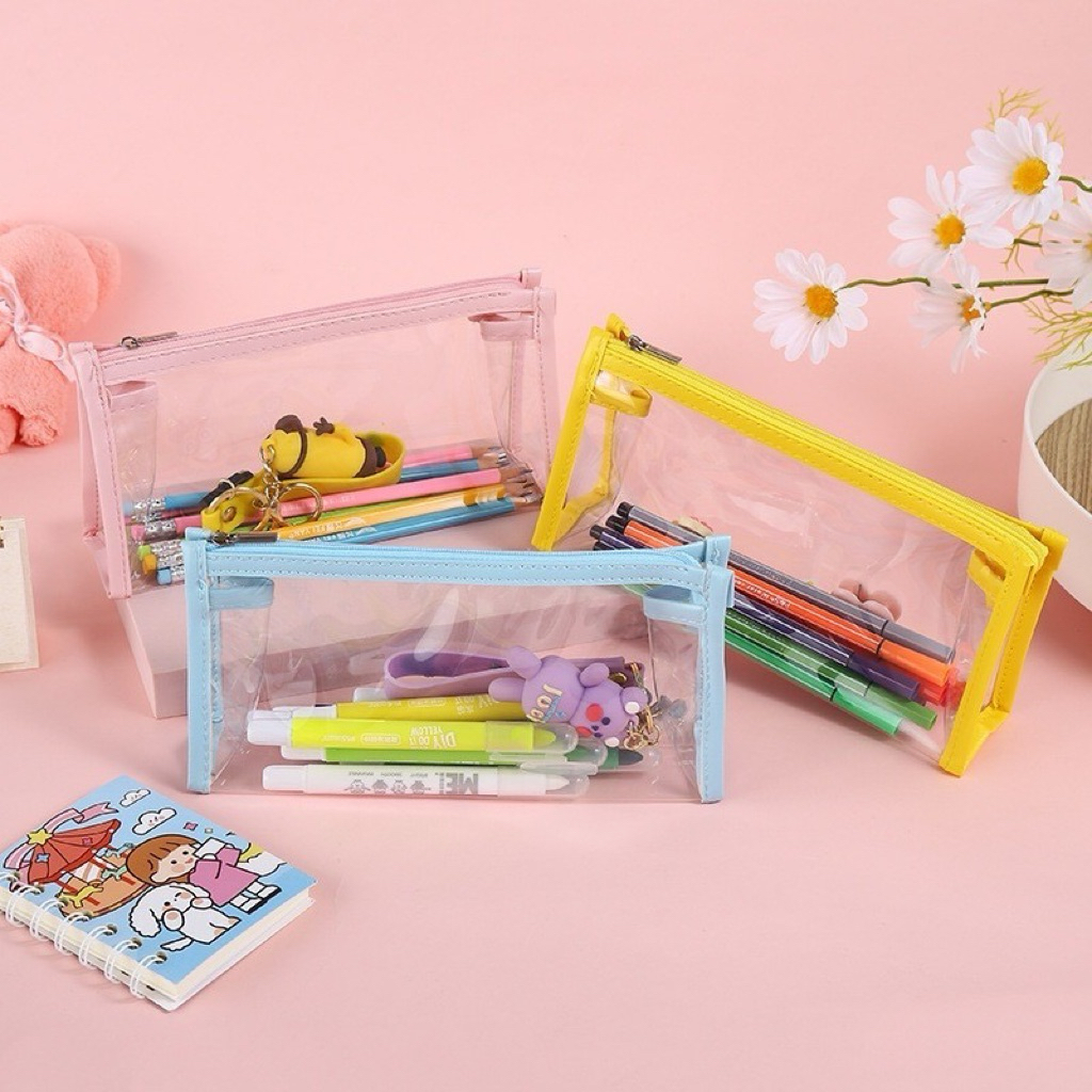 MIKA PLASTIC TRANSPARENT STATIONERY PENCIL BOX / KOREAN AESTHETIC ...