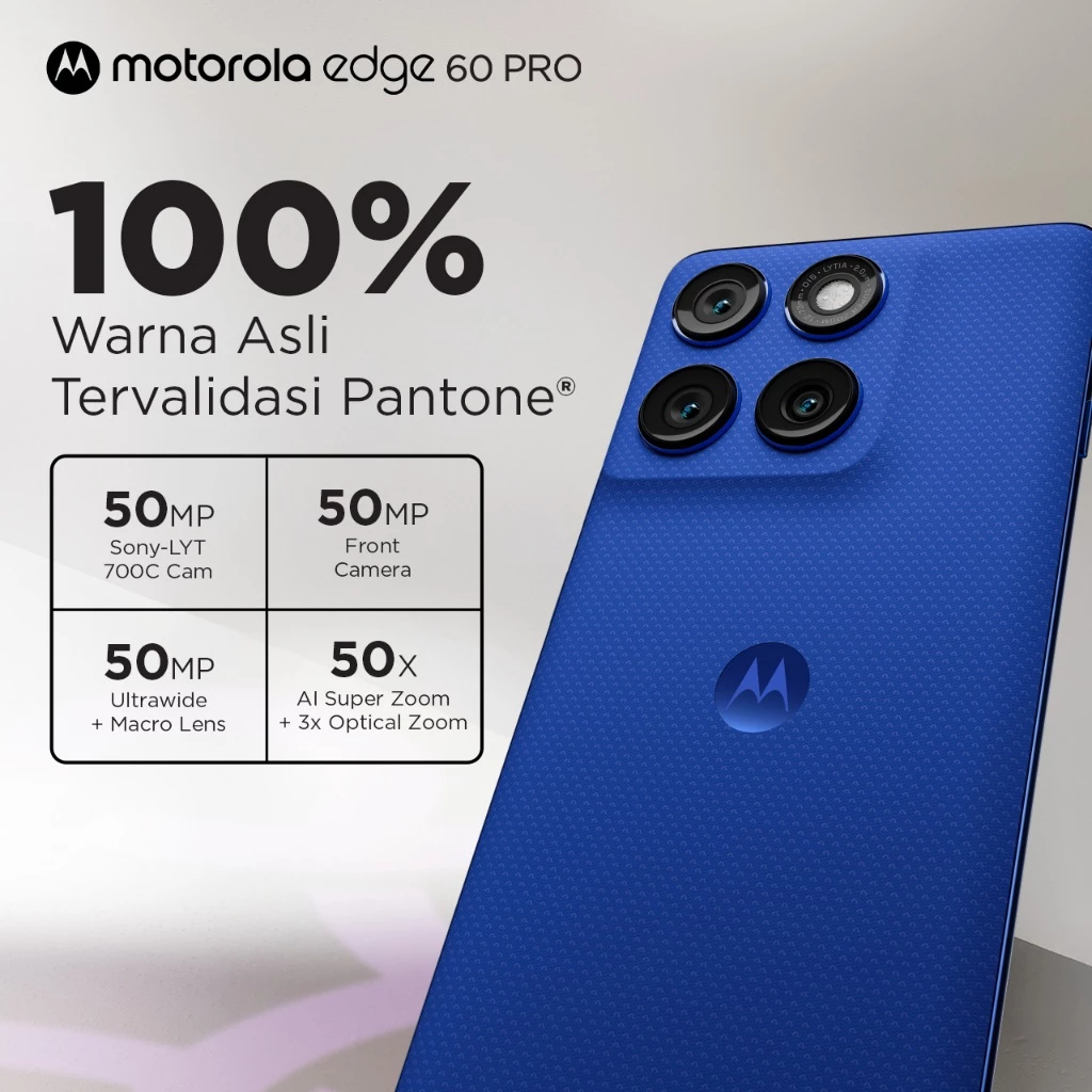 Motorola Edge 60 Pro 5G 12/256GB - 19 Moto AI - MTK Dimensity 8350 Extreme - 6.7" pOLED HDR10+ - Pantone Curated Color - 50MP Main Camera Lytia 700C - 50MP Selfie - 6000mAh - NFC - Dolby Atmos Stereo - Bonus Charger 90W & Hard Case - Gambar 4