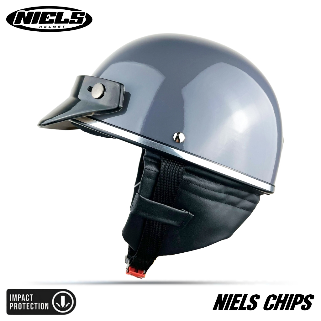 NIELS - Helm Bogo Retro Chips Dewasa List Chrome Kaca Datar / Cembung SNI Motorcycle - Gambar 2