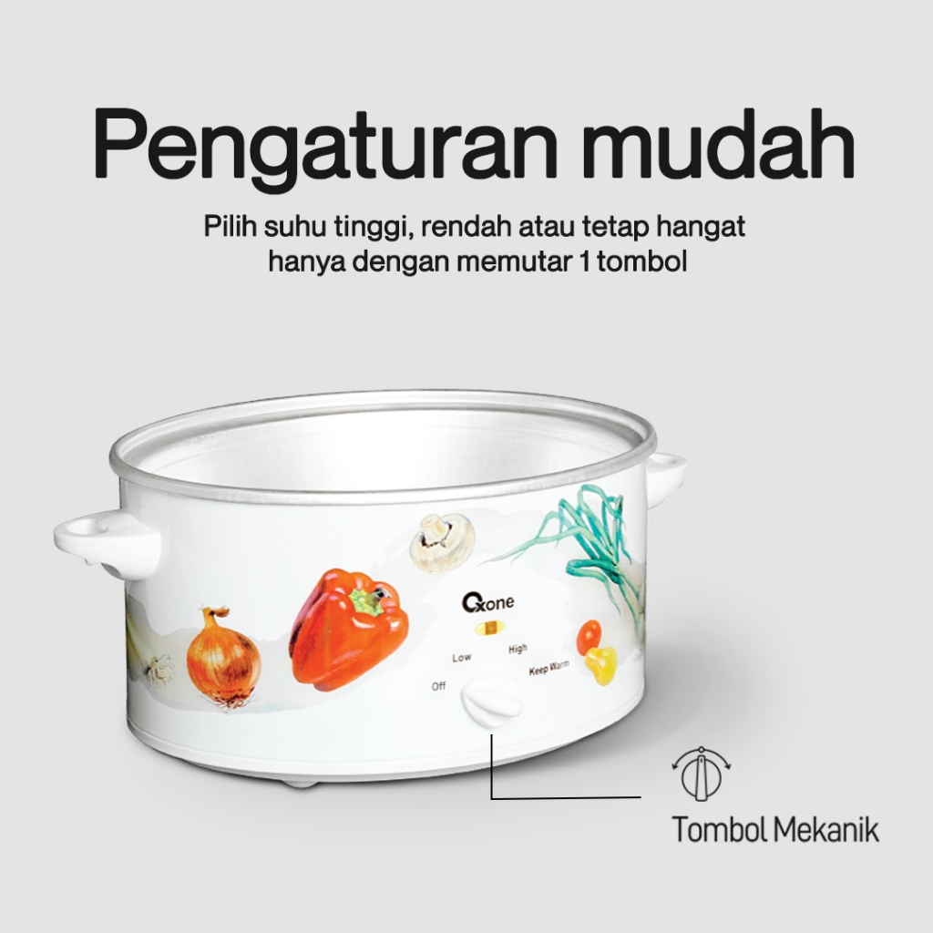Oxone OX821OV Slow Cooker 290 Watt 5 Liter Exclusive Original Keramik Terbaru Original - Gambar 3