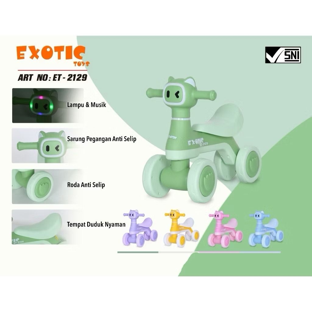 Sepeda Anak Balance Bike Musik Lampu Nyaman - Gambar 3