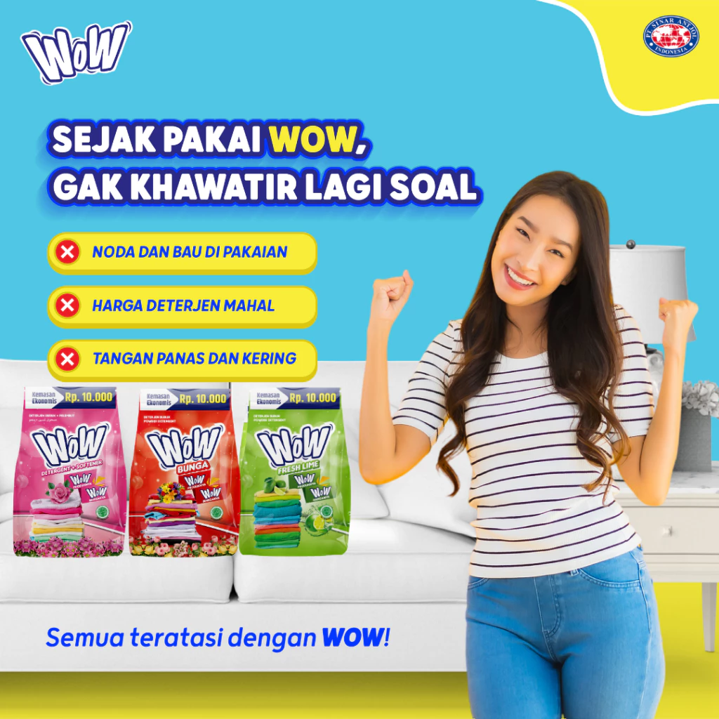 WOW 2000 Deterjen Sabun Cuci Baju Bunga 420gr - Merah - Gambar 3