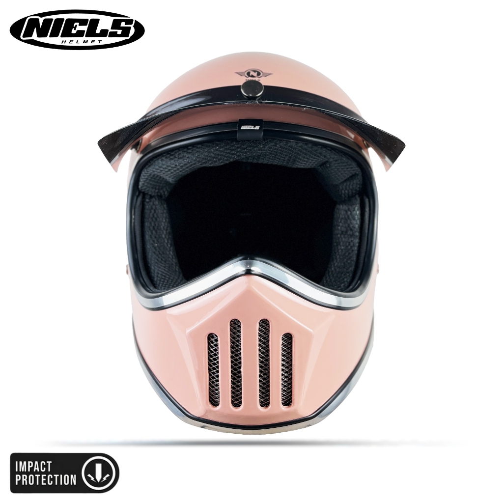NIELS Cakil Helm Full Face Retro List Chrome Free Pet SNI Motorcycle - Gambar 4
