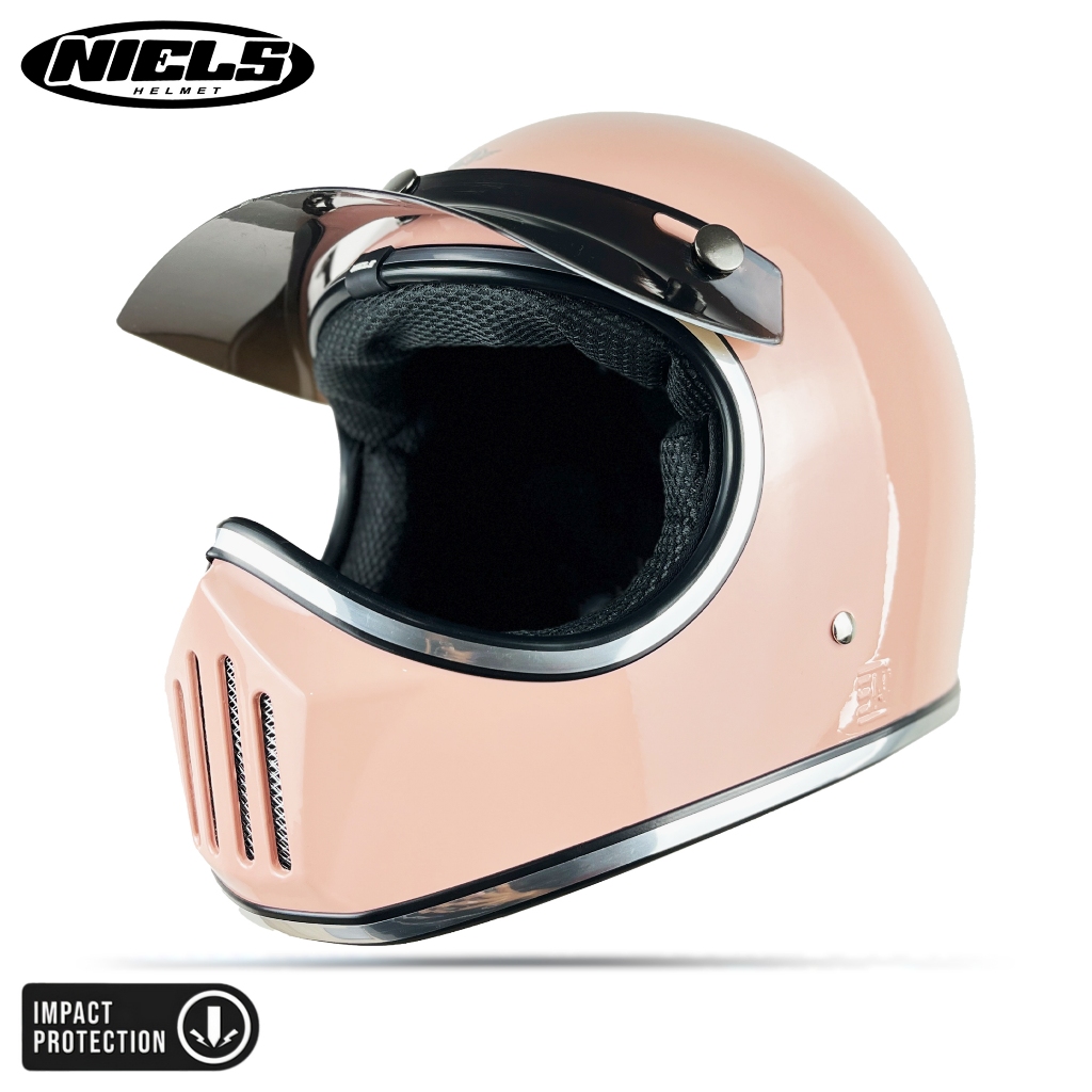 NIELS Cakil Helm Full Face Retro List Chrome Free Pet SNI Motorcycle - Gambar 3