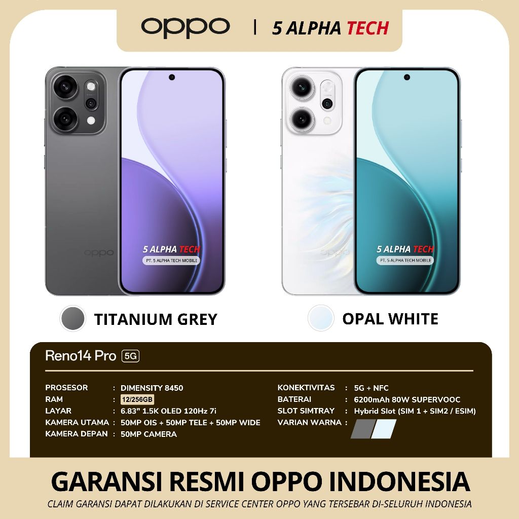 OPPO Reno 14 Pro 5G 12/512GB ( +12GB Extended Ram ) Garansi Resmi OPPO - Gambar 2