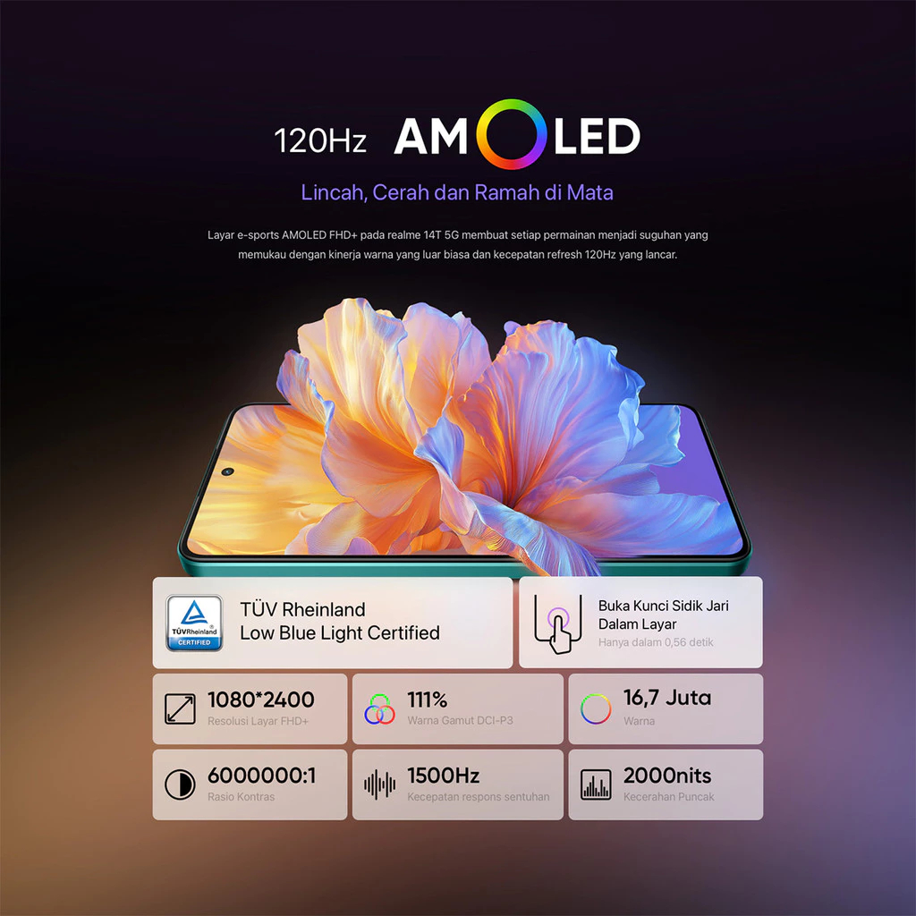 realme 14T 5G 8GB+10GB|256GB (Dimensity 6300 5G Chipset | 6000mAh Titan Battery | 45W Fast Charge | IP69 Best Waterproof) - Gambar 4