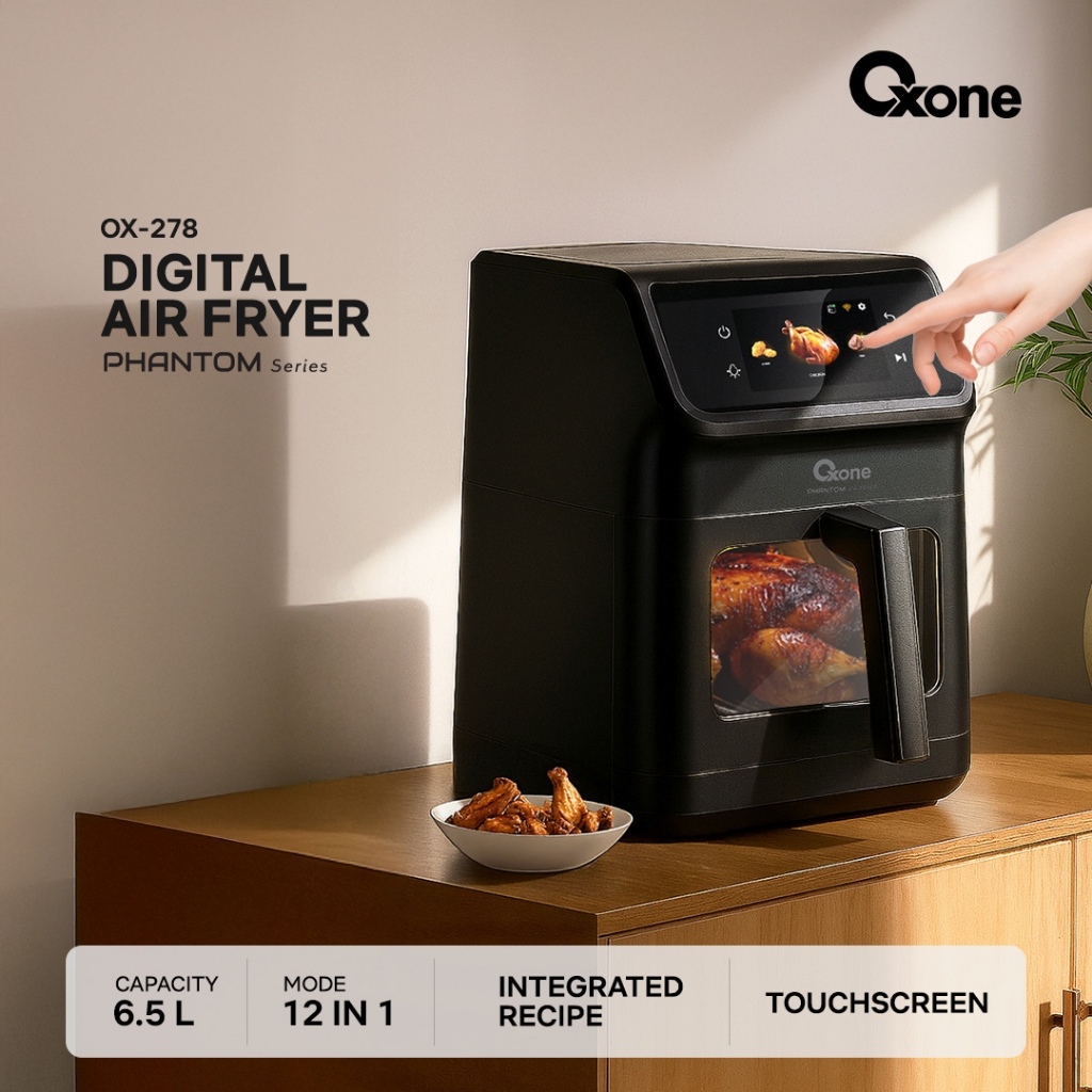 Oxone OX278 Phanton Series Digital Airfryer kapasitas 6.5L 12 Macam Mode Memasak
