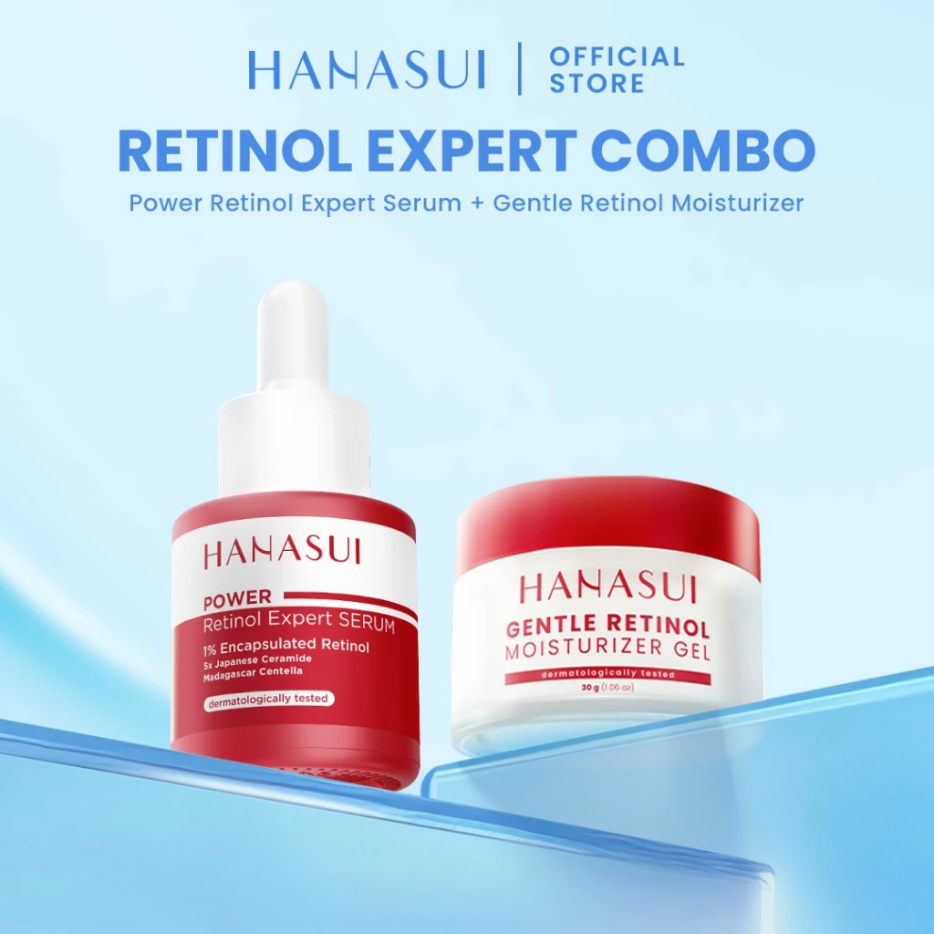 Hanasui Gentle Retinol Moisturizer Gel 30g - Pelembab Gel Lembap & Cegah Tanda Penuaan Dini - 3 Retinol Complex - Encapsulated Retinol & HPR
