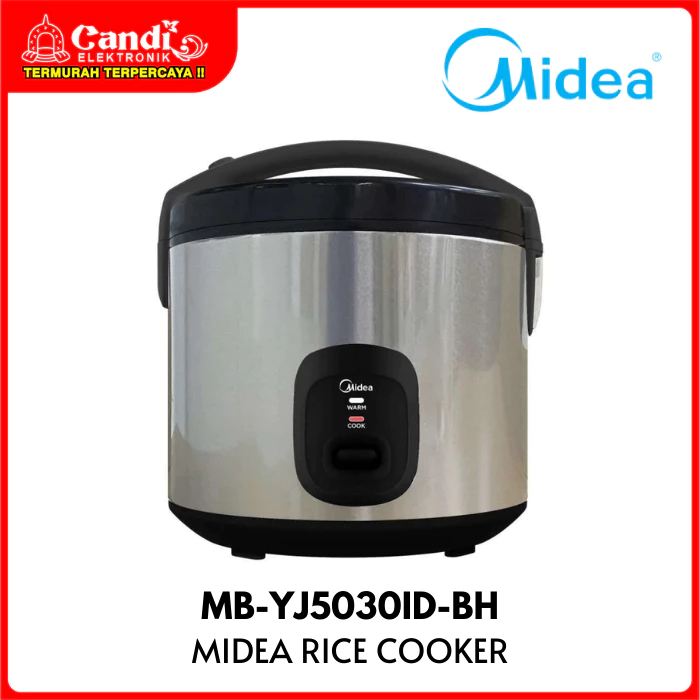 MIDEA Rice Cooker Penanak Nasi 1,8 Liter Silver Anti Lengket & Gores Golden Pot MB-YJ5030ID-BH