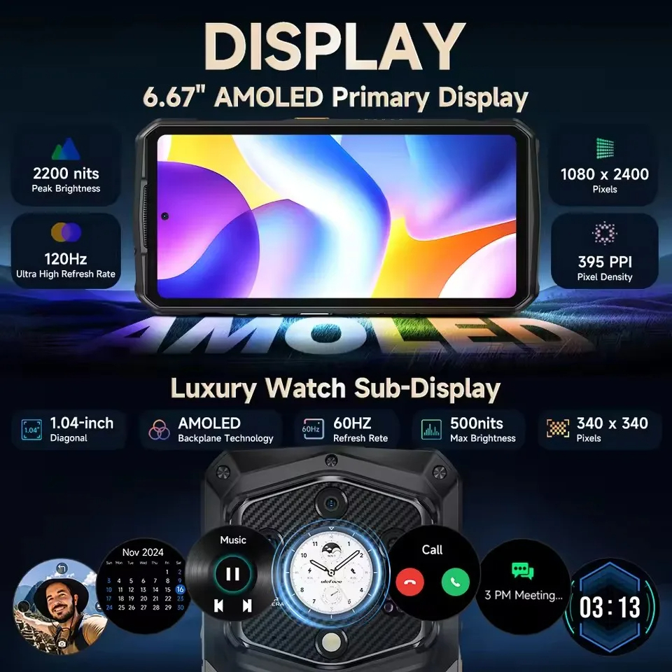 Ulefone Armor 29 Ultra 5G 6.67'' AMOLED 120HZ Dimensity 9300+ 16GB 1TB 21200mAh 120W NFC - Gambar 4