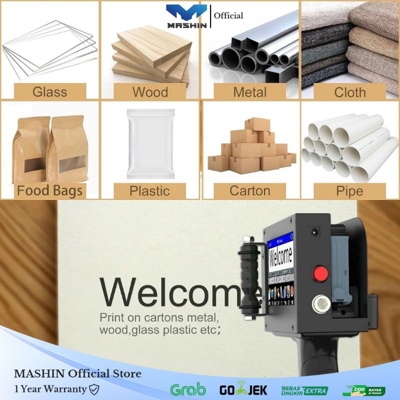 Mashin - Mesin Handheld Inkjet Printer Logo Expired Date dan Barcode Portable - Gambar 4