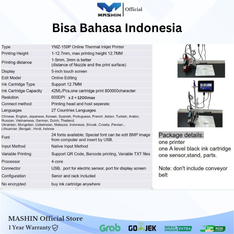 Mashin - Mesin Coding Otomatis + Conveyor SET LENGKAP Continue Mesin Exipred Date Barcode - Gambar 4
