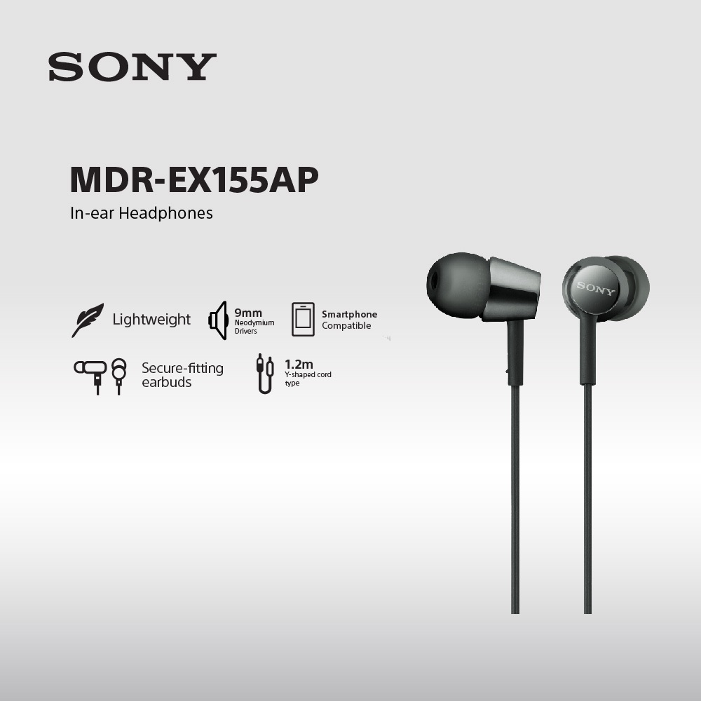 Earphone Sony MDR-EX155AP Handsfree Mass Model In-Ear - SONY Headset Headphone Original - Gambar 2