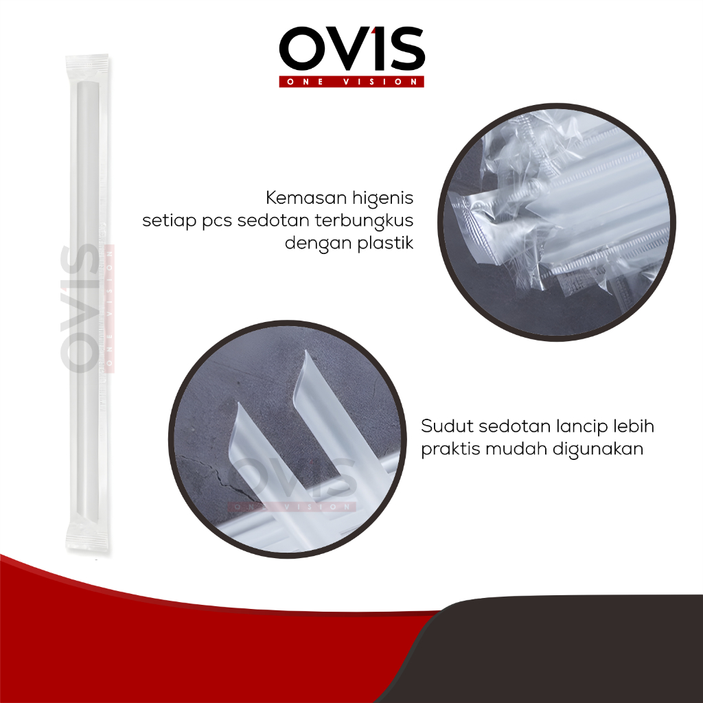 Sedotan Plastik Steril Lancip Hitam Bening Straw Kopi 6 mm x 20 cm 12 mm x 21 cm - Gambar 3