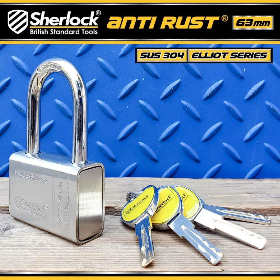 Sherlock Stainless Steel Shield Padlock SUS 304 Elliot 63 mm | Shopee ...
