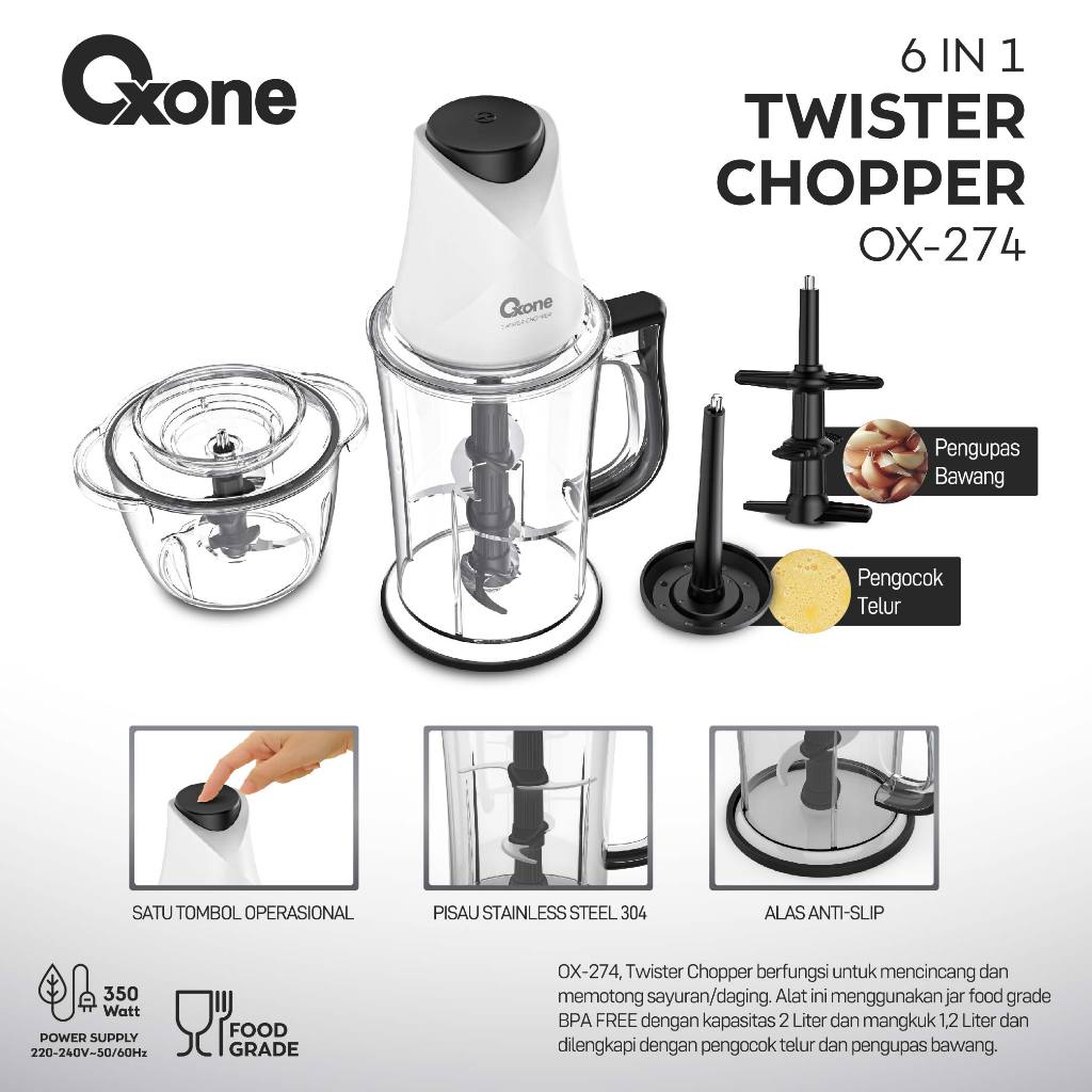 Oxone OX274 6 in 1 Twister Chopper - Gambar 3