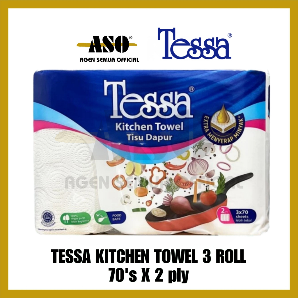 Tisu Tissue TESSA tissue dapur kitchen towel 3 roll 70 s - Extra Serap Minyak PROMON!!!