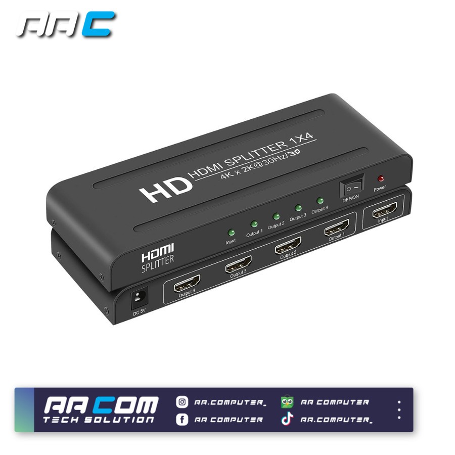 HDMI Splitter 4-port Spliter/ Full HD 1080p 3D 4K V1.4 1X4 1 | Shopee ...