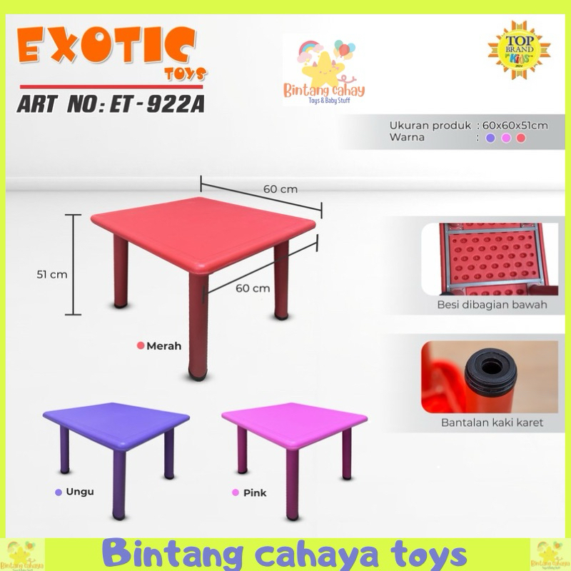 Meja anak belajar dan bermain Exotic ET 922A meja playground Kuat dan Kokoh