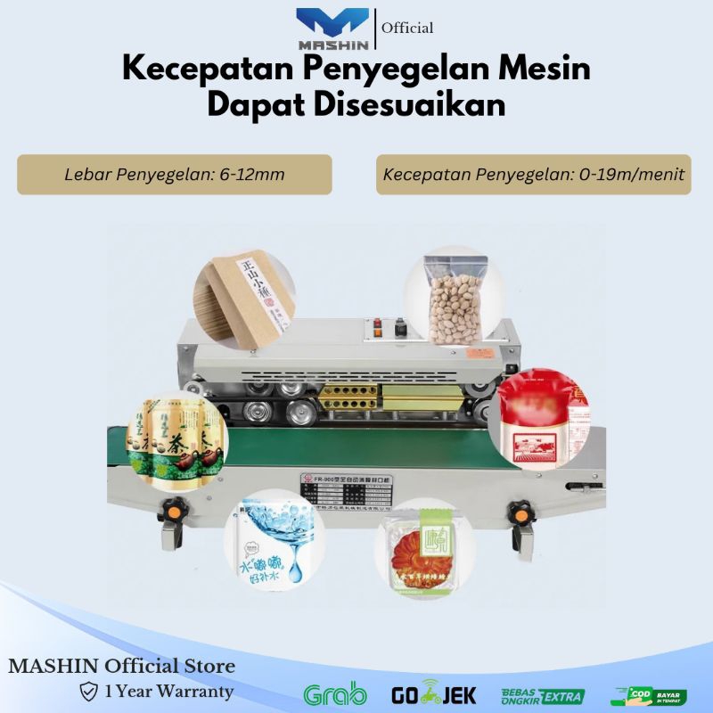 Mashin - Continous Band Sealer Mesin Segel Plastik Kemasan FR-900 Luxury Otomatis - Gambar 2