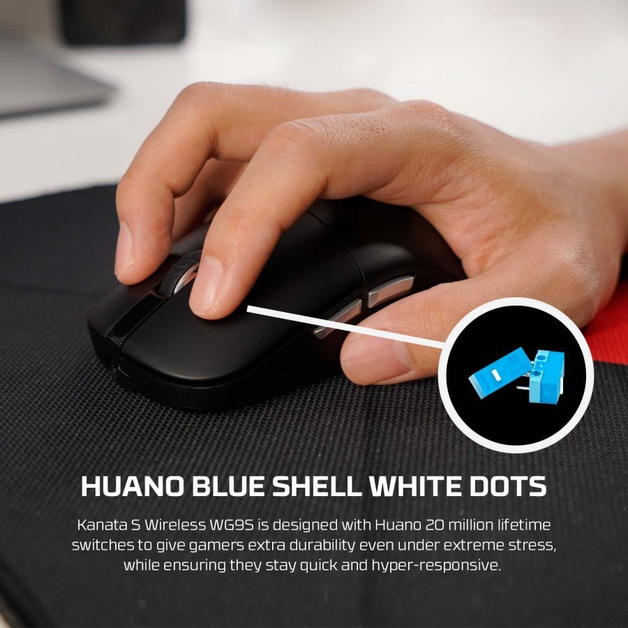 Fantech KANATA WG9 / WG9-S / WG 9S Kanata S Wireless Gaming Mouse Ambidextrous Design RGB PAW-3311 - Gambar 4