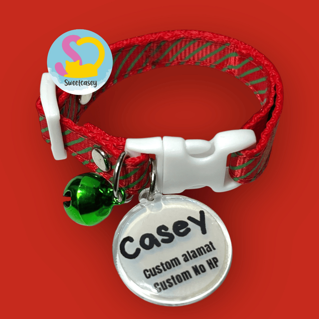 CHRISTMAS CAT NECKLACE FREE NAMA/KALUNG KUCING CUSTOM NAMA/NATAL EDITION - Gambar 2